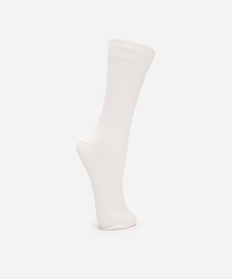 meia cano longo com viscose canelada branca