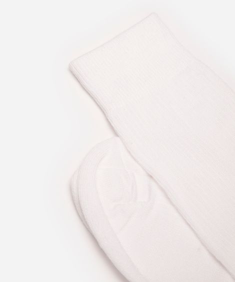 meia cano longo com viscose canelada branca