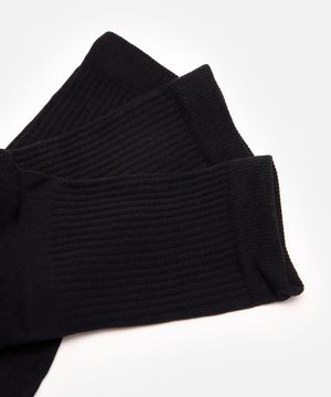 kit de 3 meias cano longo de poliamida - preto