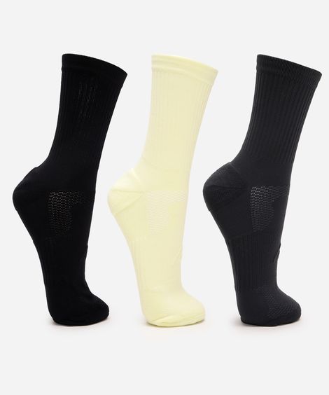 kit de 3 meias masculinas cano alto esportiva coloridas