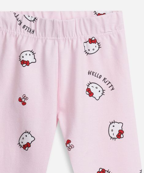 calça legging infantil hello kitty rosa