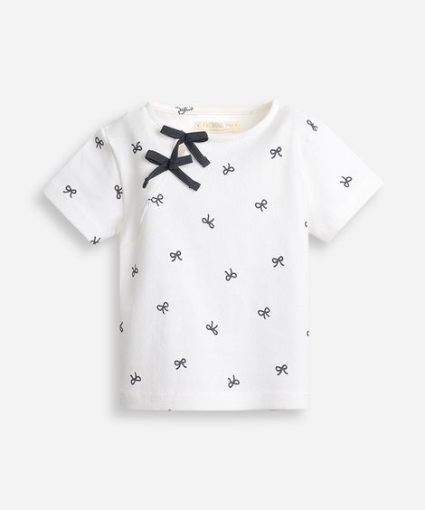 blusa infantil de algodão laços canelada off white