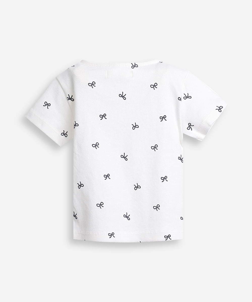 blusa infantil de algodão laços canelada off white