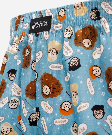cueca masculina samba canção harry potter azul