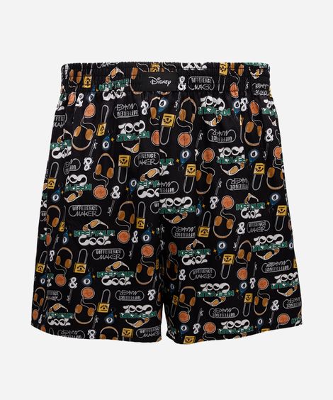 cueca samba canção masculina de algodão mickey preta