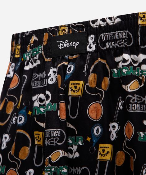 cueca samba canção masculina de algodão mickey preta