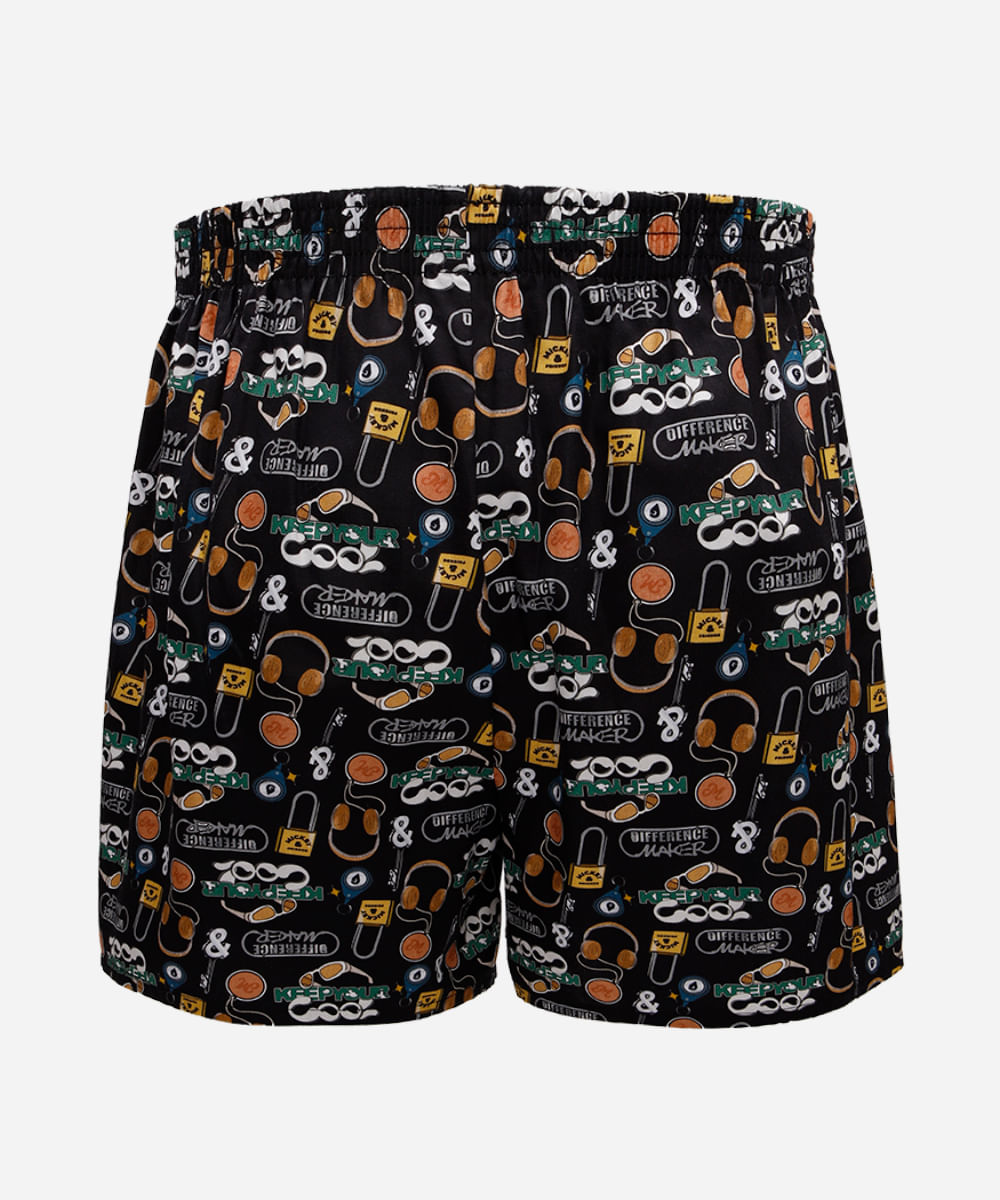 cueca samba canção masculina de algodão mickey preta