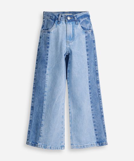 calça infantil straight com detalhe em cor contrastante na lateral azul