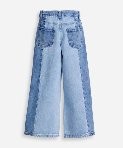 calça infantil straight com detalhe em cor contrastante na lateral azul
