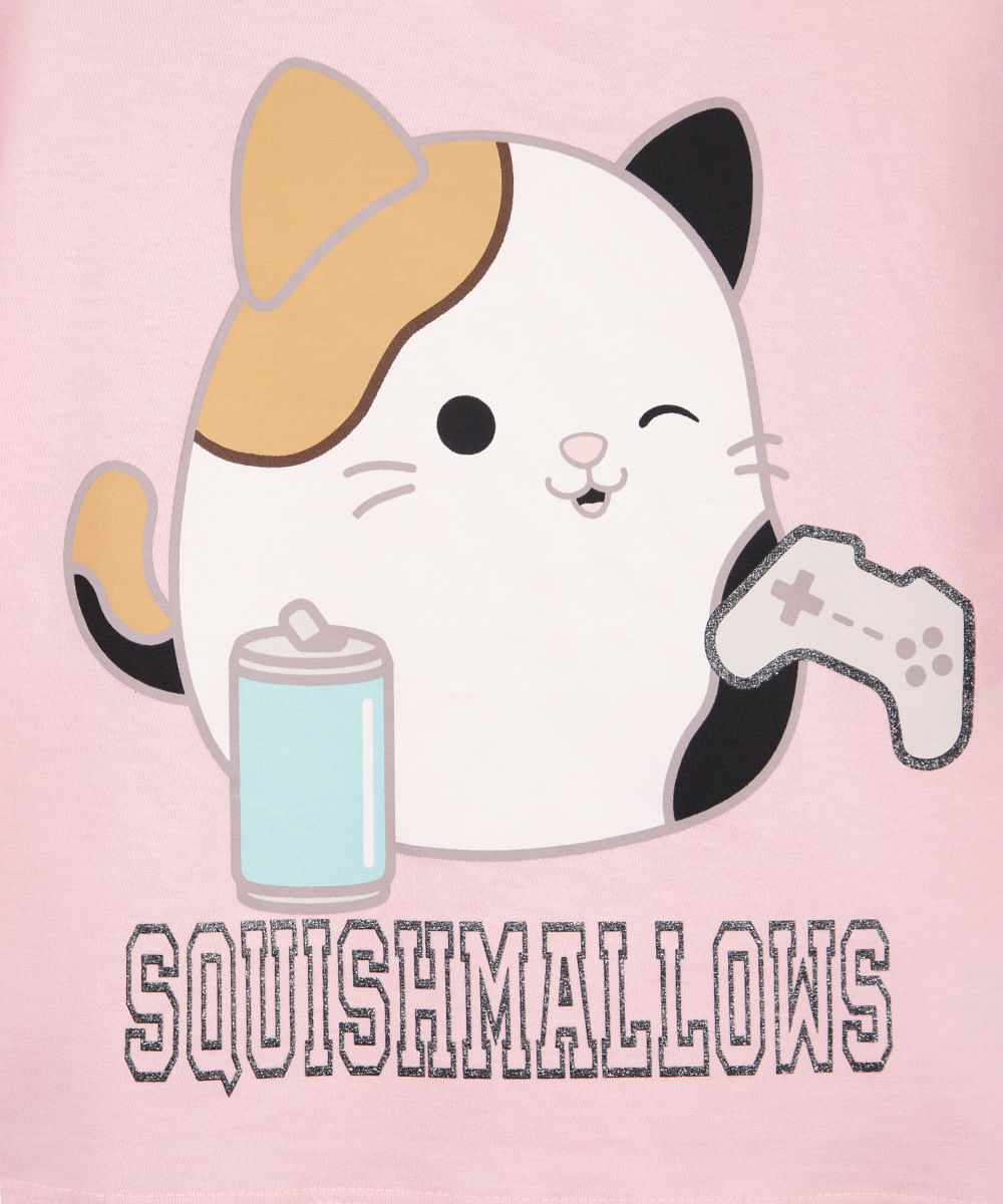 camiseta infantil nina squishmallows  rosa