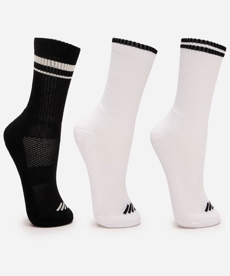 kit de 3 meias cano longo esportivas ace 34-39 colorido