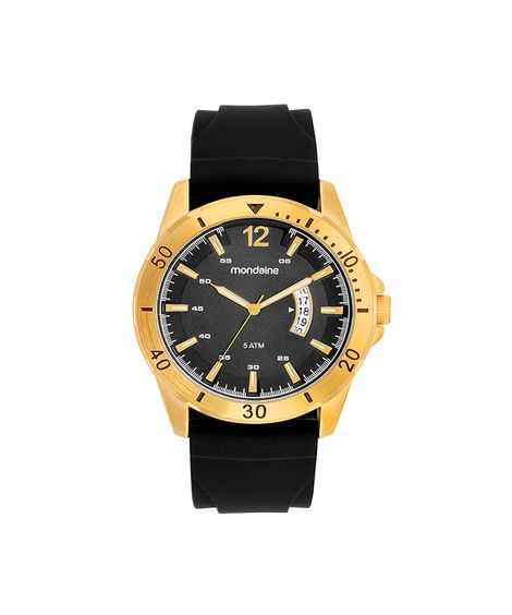 kit relógio masculino mondaine analógico calendário 36000gpmvdi1kc dourado