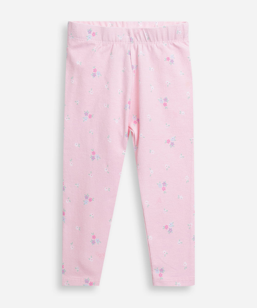 calça legging infantil de algodão liberty  rosa