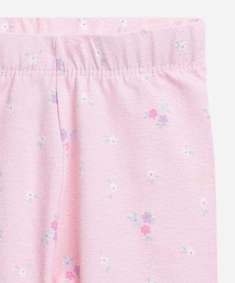 calça legging infantil de algodão liberty  rosa