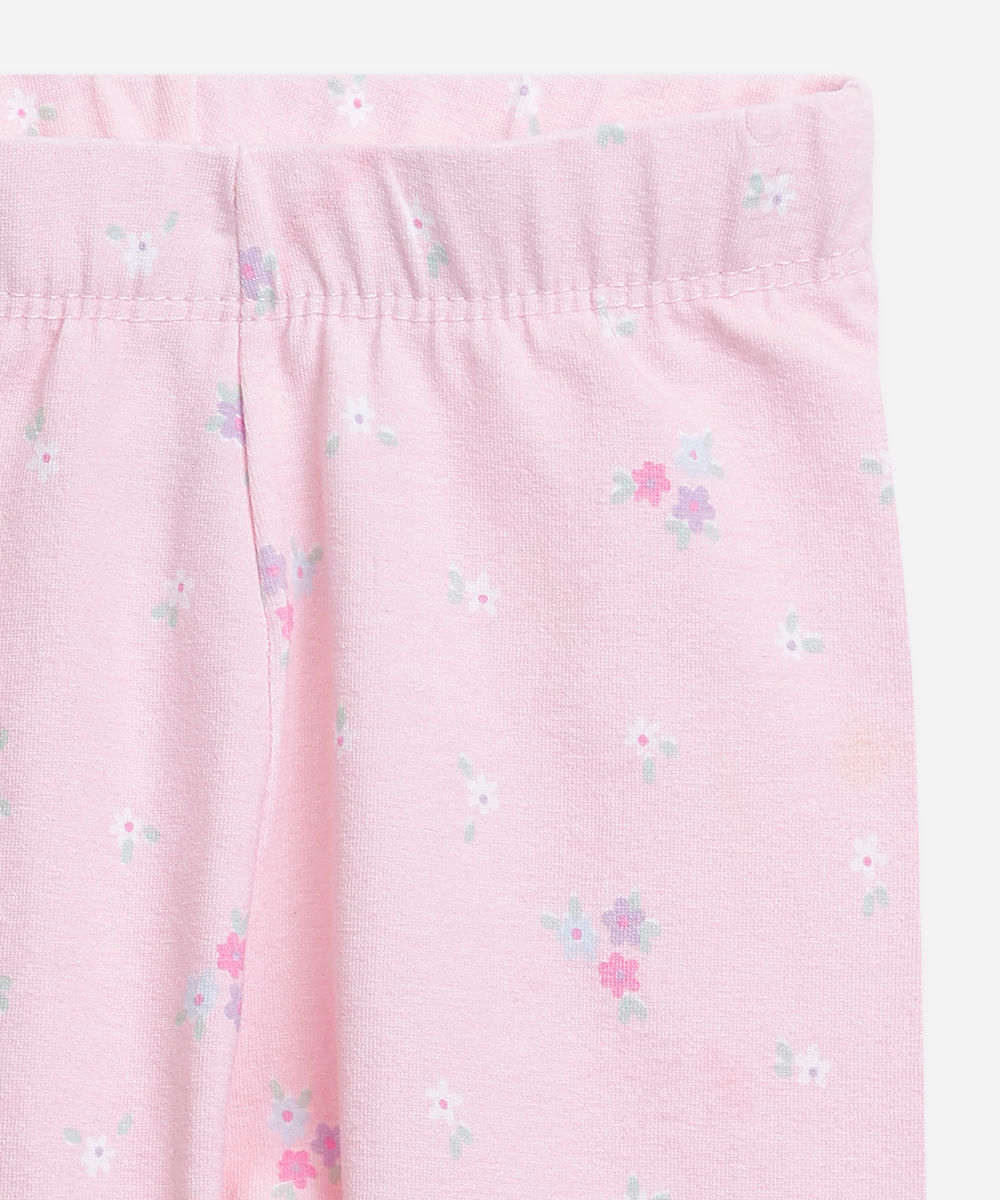 calça legging infantil de algodão liberty  rosa