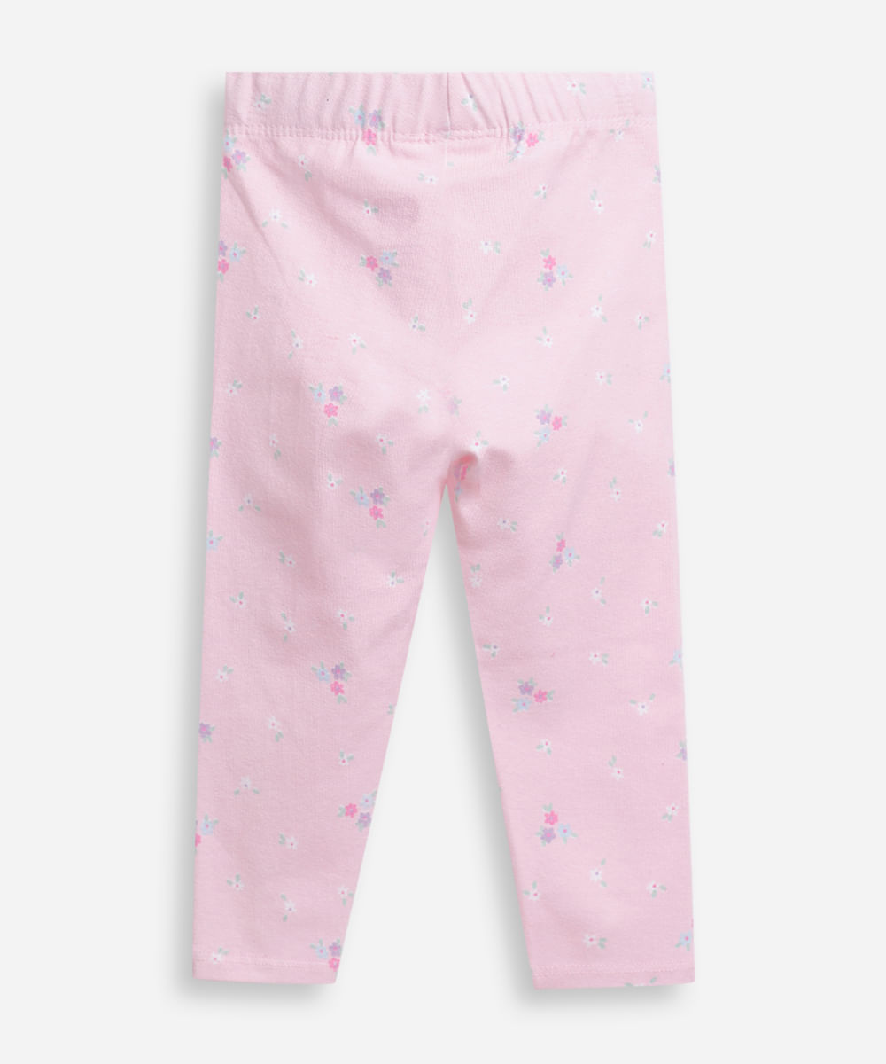 calça legging infantil de algodão liberty  rosa