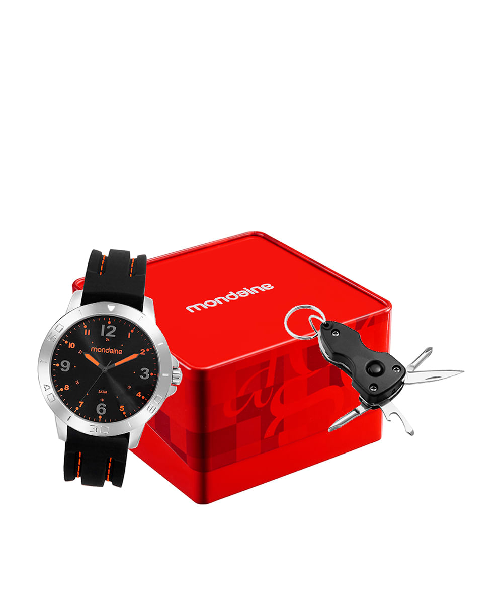 kit relógio masculino mondaine analógico 99698g0mvni1ka cinza