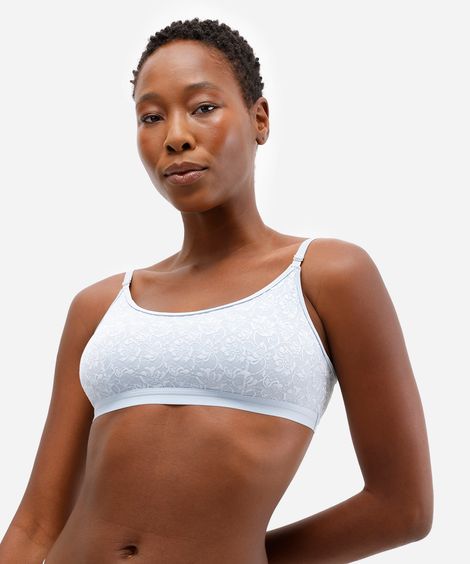 sutiã top sem bojo em renda azul