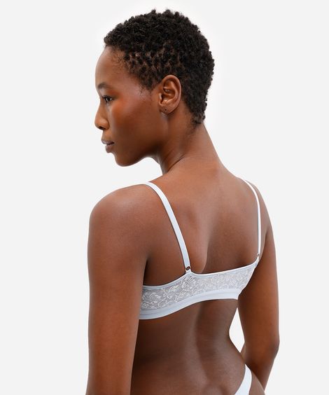 sutiã top sem bojo em renda azul