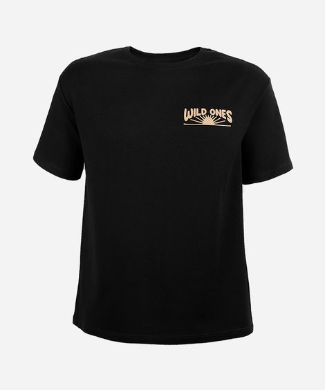 camiseta juvenil estampada wild preta