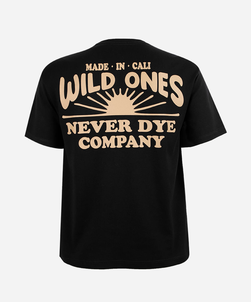 camiseta juvenil estampada wild preta