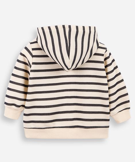 blusão de moletom infantil com capuz listrado off white