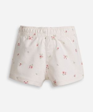 bermuda infantil moletinho floral bege