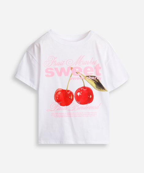 camiseta infantil oversized cereja  off white