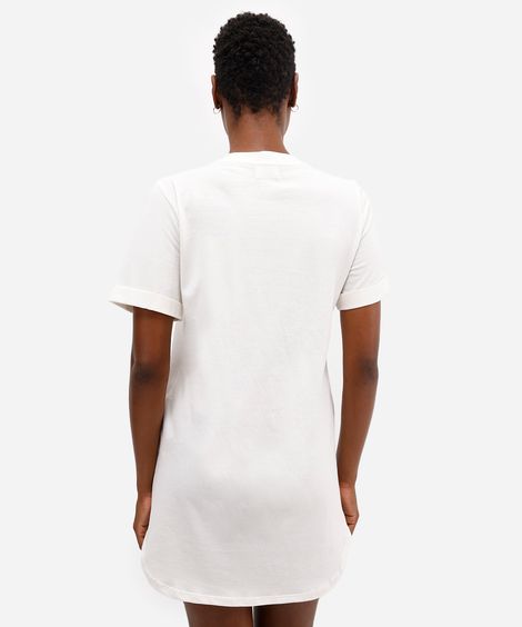 camisola feminina de algodão manga curta estampada off white