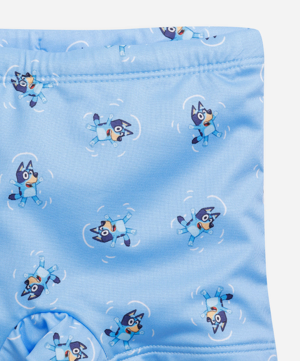 conjunto infantil camiseta uv e sunga bluey azul