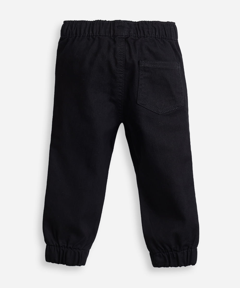 calça infantil sarja jogger preta