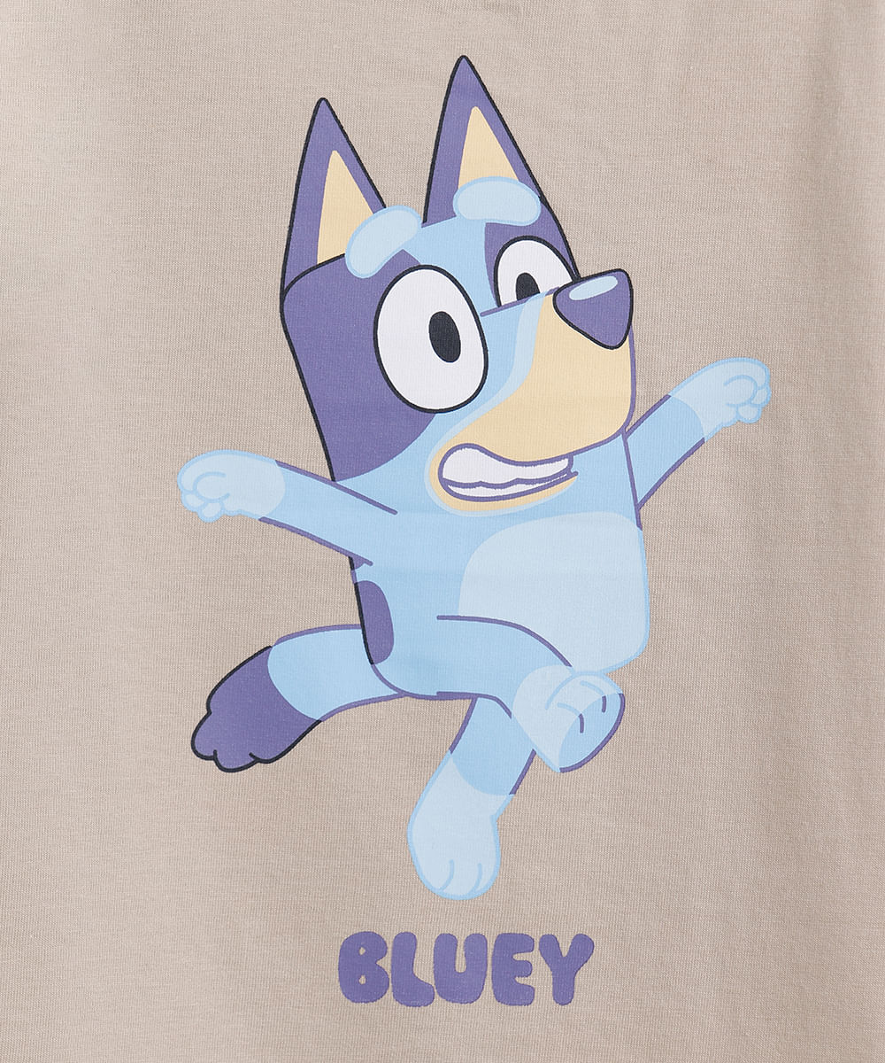 camiseta infantil de algodão manga curta bluey bege
