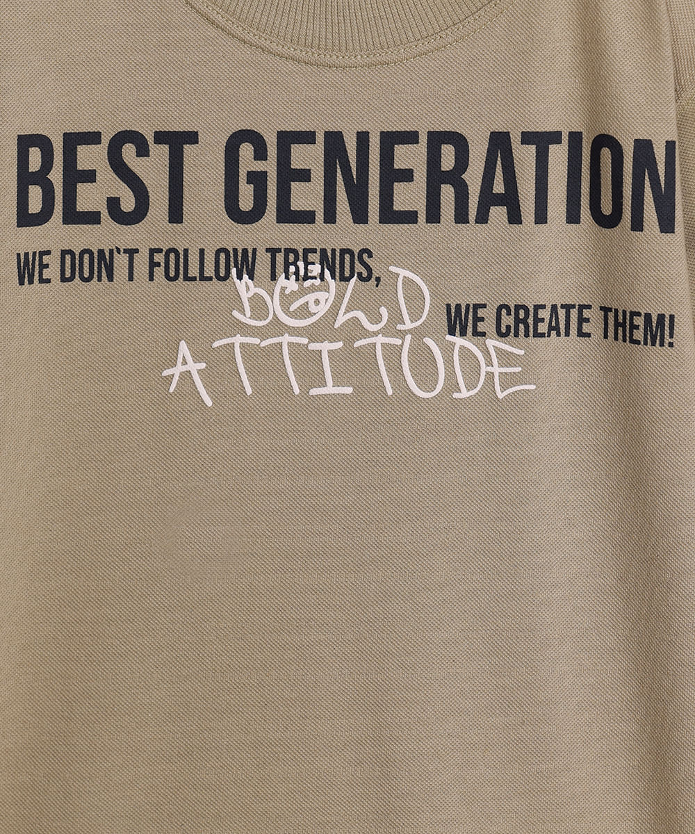 t-shirt infantil manga curta lettering best generation verde