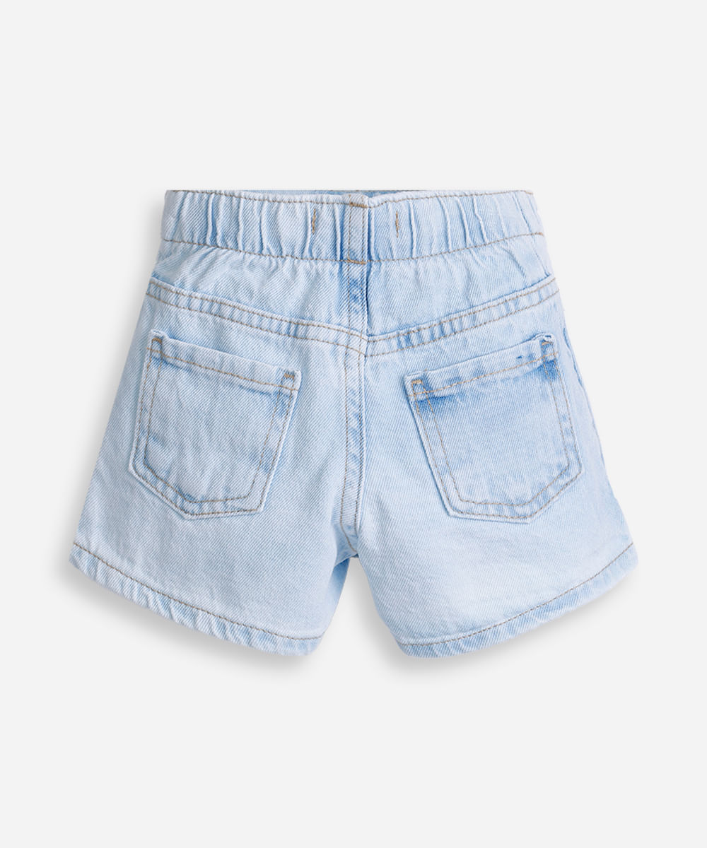 shorts saia infantil saia jeans com bordado azul