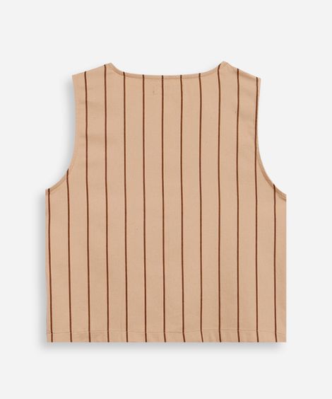 colete juvenil com linho e laços listrado bege