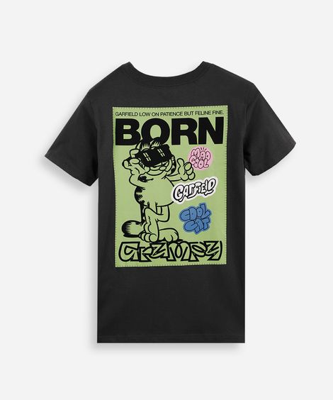 camiseta juvenil garfield cinza