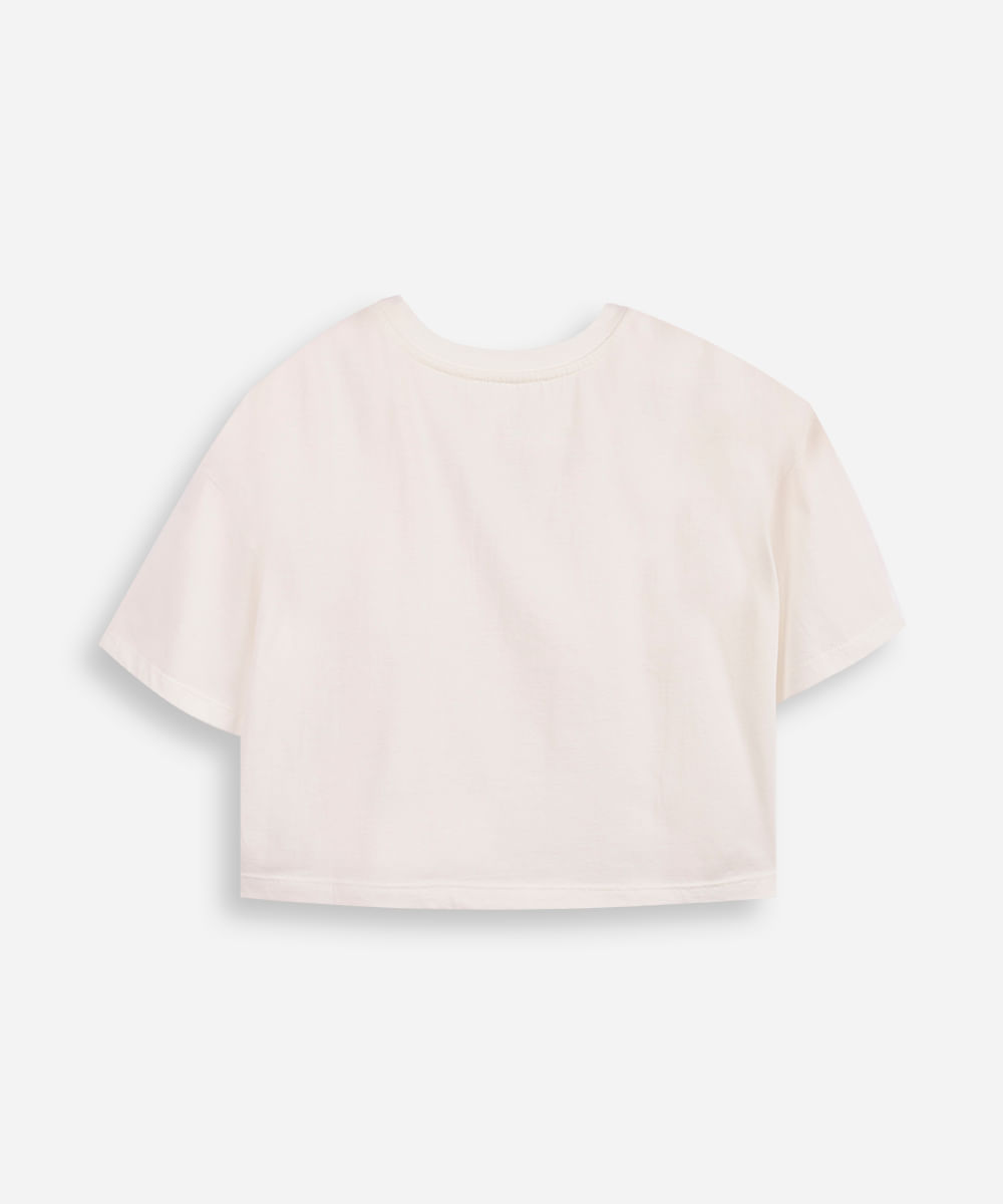 camiseta juvenil boxy cropped hello kitty  kuromi cerejinha off white