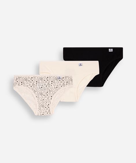 Kit de 3 calcinhas DelRio biquíni multicor colorido