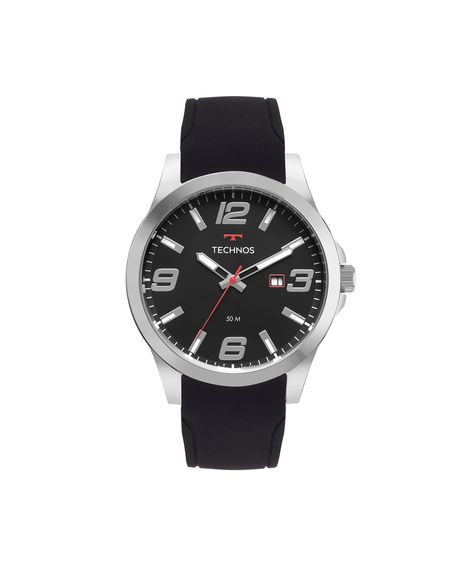 kit relógio masculino technos analógico  2115tywk2p prateado