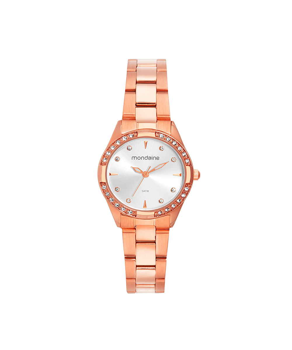 kit relógio feminino mondaine analógico  32771lpmvre2kb rosa