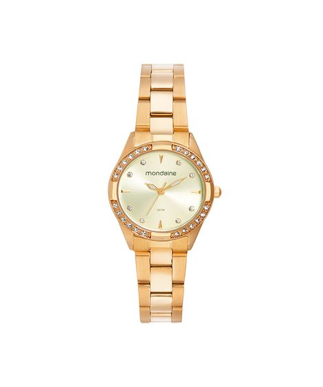 kit relógio feminino mondaine analógico 32771lpmvde1kc dourado