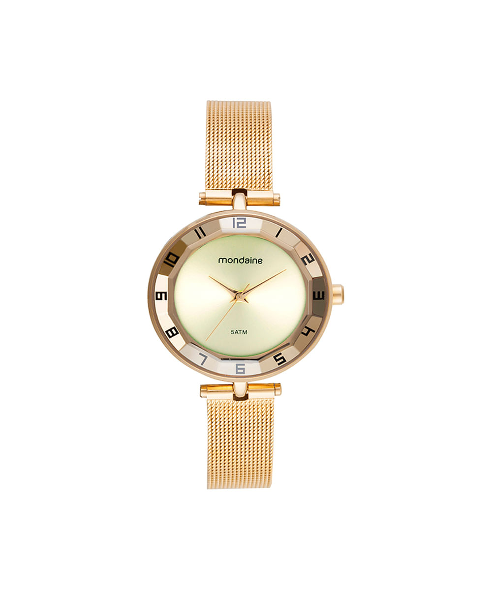 relógio feminino mondaine analógico 32911lpmvde1 dourado