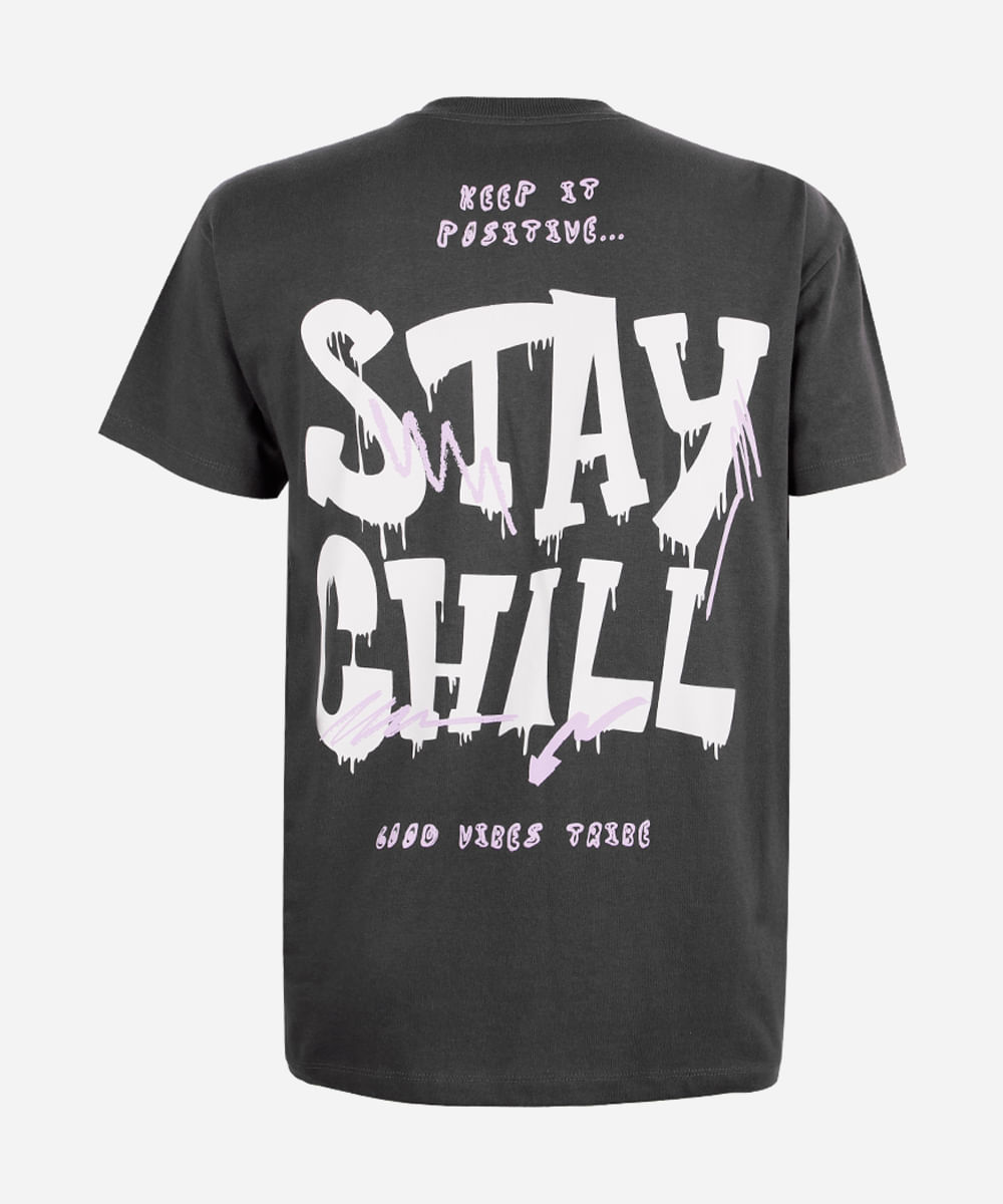 camiseta juvenil de algodão estampada oversized cinza