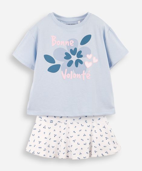 conjunto infantil curto estampado azul