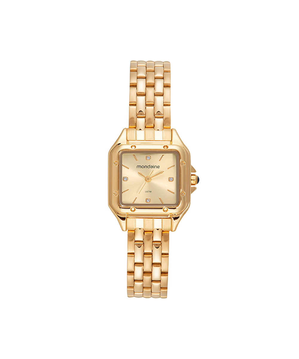 kit relógio feminino mondaine analógico 32777lpmvde1kc dourado