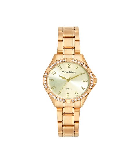 kit relógio feminino mondaine analógico 32772lpmvde1kc dourado