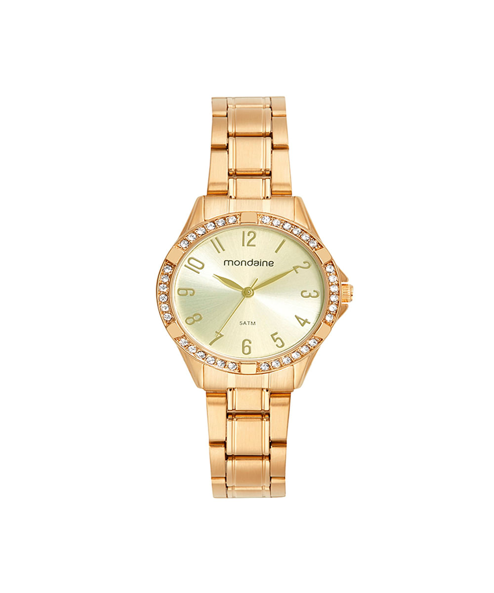 kit relógio feminino mondaine analógico 32772lpmvde1kc dourado