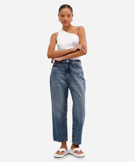 calça reta petit feminina jeans azul