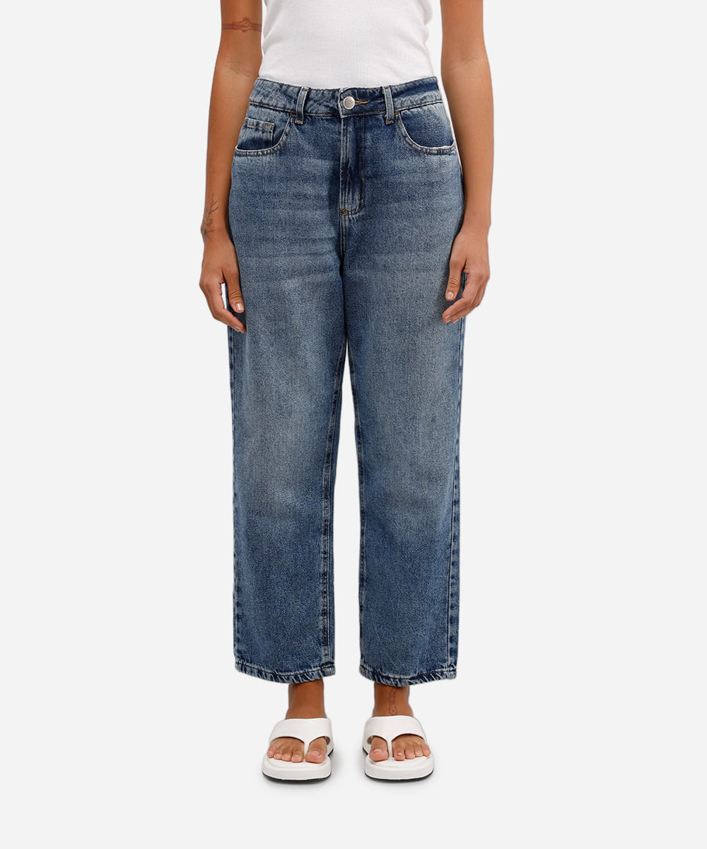 calça reta petit feminina jeans azul