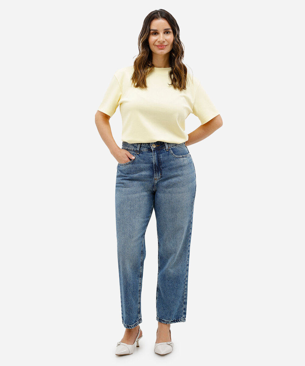 calça reta petit feminina jeans azul